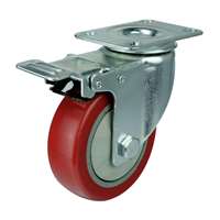 4" Inch Caster Wheel 154 pounds Swivel and Upper Brake Polyvinyl Chloride Top Plate