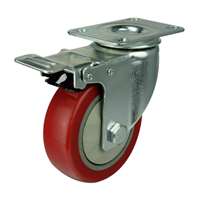 5" Inch Caster Wheel 176 pounds Swivel and Upper Brake Polyvinyl Chloride Top Plate