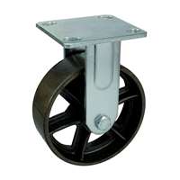 6" Inch Caster Wheel 617 pounds Fixed Black Cast iron Top Plate