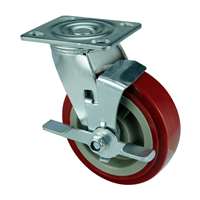 8" Inch Caster Wheel 661 pounds Side brake Polyurethane Top Plate