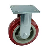 8" Inch Caster Wheel 661 pounds Fixed Polyurethane Top Plate