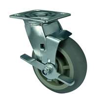 8" Inch Caster Wheel 661 pounds Swivel and Center Brake Polypropylene core  and  Thermoplastic Rubber Top Plate