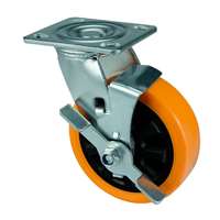 8" Inch Caster Wheel 661 pounds Side brake Polyurethane Top Plate