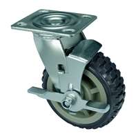 8" Inch Caster Wheel 661 pounds Swivel and Center Brake Polypropylene core  and  Polyurethane Top Plate
