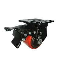 3" Inch Caster Wheel 1102 pounds Swivel and Upper Brake Polyurethane  and Iron Top Plate