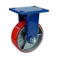 8" Inch Caster Wheel 3307 pounds Fixed Cast iron polyurethane Top Plate