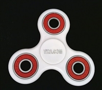 White Fidget Hand Spinners Toy with Center Stainless Bearing, 2 caps and 3 outer red Bearings