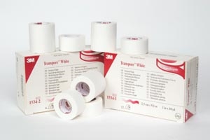 3M Health Care 1534-1, 3M TRANSPORE WHITE DRESSING TAPE White Dressing Tape, 1" x 10 yds, 12/bx, 10 bx/cs, CS