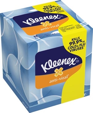 Kimberly-Clark Professional 49978, KIMBERLY-CLARK FACIAL TISSUE Kleenex Anti-Viral, 68 sheets/bx, 27 bx/cs (36 cs/plt), CS