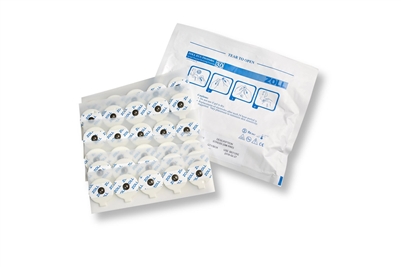 ZOLL 8900-0701, LT40 ECG SMALL 1.5" ROUND ELECTRODES, 6 STRIPS OF 5 PER POUCH, 600 PER CASE, 30 Pouch Round Liquid Gel ECG Electrodes (600 Electrodes, 1.5" Diameter), 24 Month Shelf Life