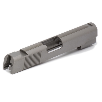 1911 Commander Stainless .45 ACP Slide with Classic Style Rear and Top Serrations and Novak Sight Cuts