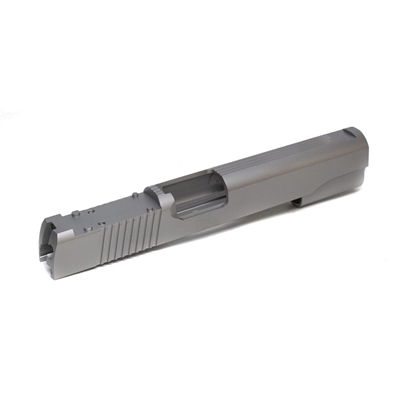 1911 Government Stainless .45 ACP Slide with Tactical Style Rear and Top Serrations and Deltapoint Rear Sight Cut