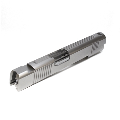1911 Government Stainless .45 ACP Slide with Tactical Style Front, Rear, and Top Serrations and Novak Sight Cuts
