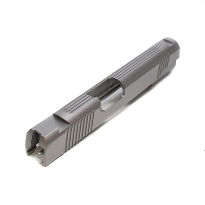 1911 Government Stainless .40 S&W/10mm Slide with Tactical Style Front, Rear, and Top Serrations and Novak Sight Cuts