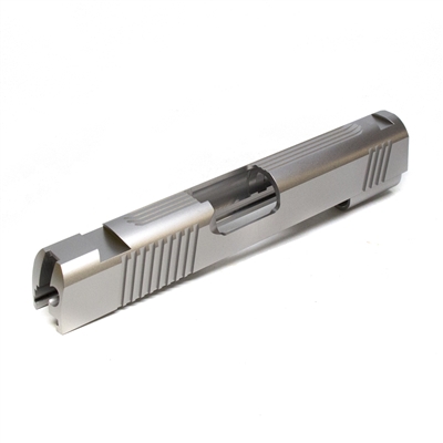 1911 Commander Carbon .45 ACP Slide, Slab Side, with Tactical Style Front, Rear, and Top Serrations and Novak Sight Cuts