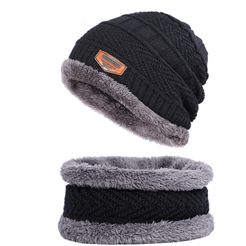 Two Piece Fleece Scarf Wrap and Beanie Hat