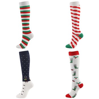 Custom Knit In Knee High Christmas Socks