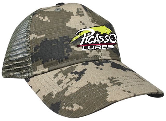 Picasso Mesh Snap Back Hats Digital Green Camo