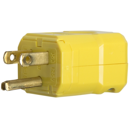 Connectors - 2 Pole, 3 Wire - 15A-125V - Male Plug - Yellow