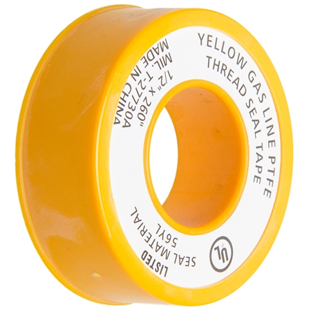 Heavy Duty Gas Line Teflon Tape - 1/2" x 260" - Yellow