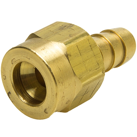 Hose Barb x Flare Fittings - 1/4" Hose x 3/8" F. Flare Swivel - 4 Barb (Marshall Excelsior)