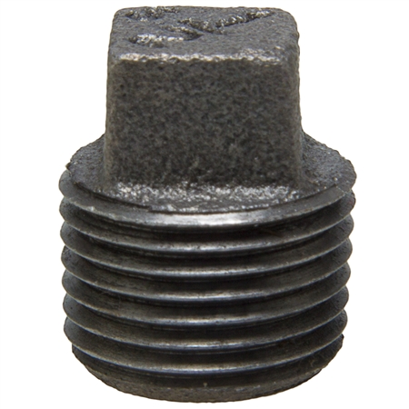 Square Head Plug - Threaded - Black