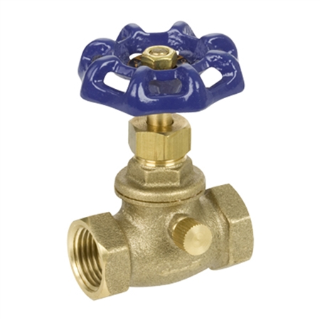 Brass Straight Stop w/ Drain - Threaded