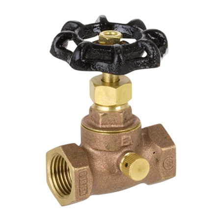 Brass Straight Stop w/ Drain - Threaded