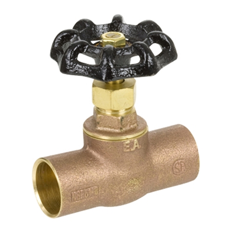 Brass Straight Stop w/ Stuffing Box - Sweat