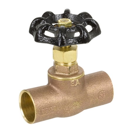 Brass Straight Stop w/ Stuffing Box - Sweat