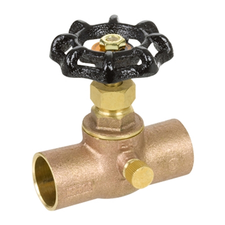 Brass Straight Stop w/ Drain - Sweat