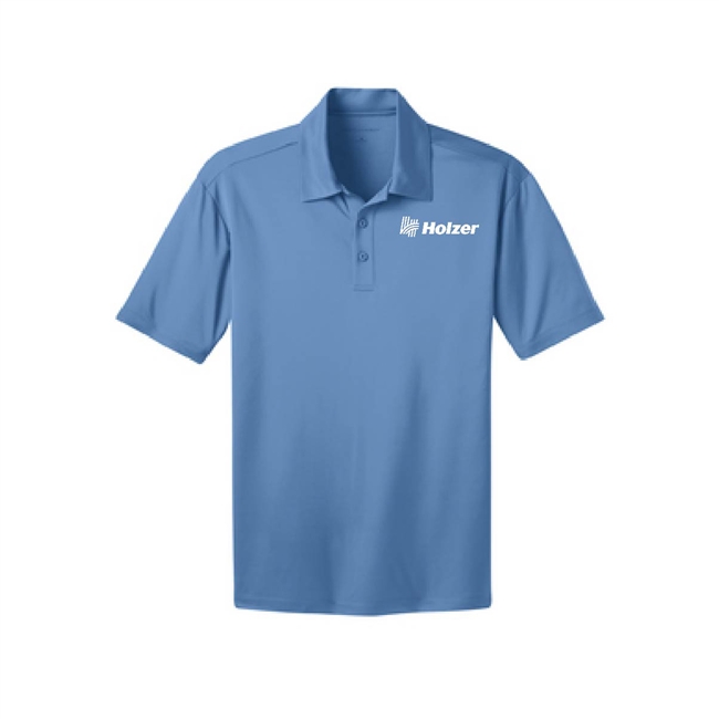Blue Polo embroidered with white Holzer logo