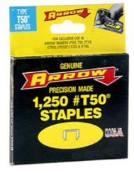 AFT50-1/2 Arrow T50 1/2" Staples 1250/Pk.