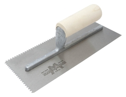 MT701 Marshalltown 11 x 4 1/2 Notched Trowel-7/32 x 5/32 'V' w/Straight Wood Handle