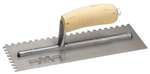 MT702S Marshalltown 11 x 4 1/2 Notched Trowel-1/4 x 1/4 x 1/4 SQ w/Curved Wood Handle