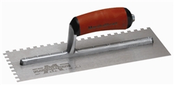 MT703SD Marshalltown 11 x 4 1/2 Notched Trowel-3/16 x 1/8 x 3/16 SQ w/Curved DuraSoft® Handle