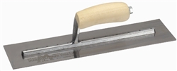MTMXS73SS Marshalltown 14 X 4 3/4" Bright Stainless Steel Finishing Trowel with Wooden Handle