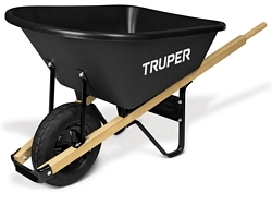 Truper 6 CF Poly Wheelbarrrow with wood handles