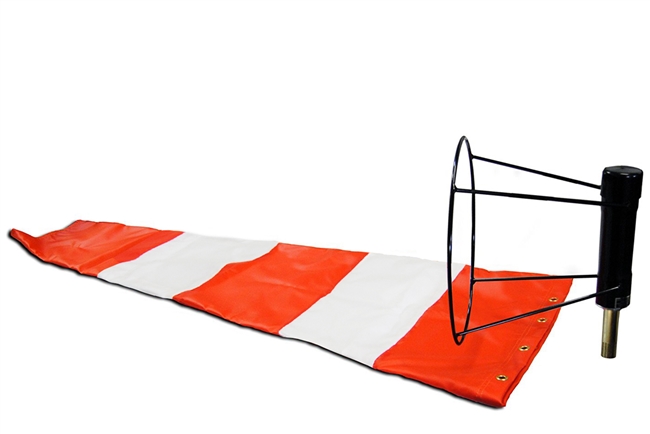 13" x 54" Orange And White Windsock and Ball Bearing Frame Combo