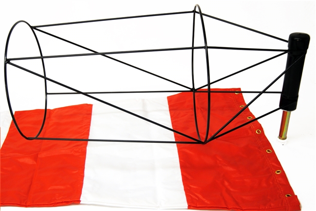 18" x 60" Orange And White Windsock and Ball Bearing Frame Combo