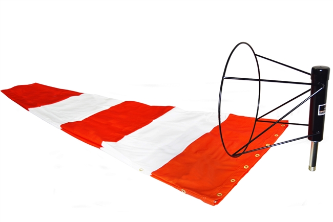 18" x 96" Orange And White Windsock and Ball Bearing Frame Combo