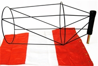 18" x 96" Orange And White Windsock and Ball Bearing Frame Combo