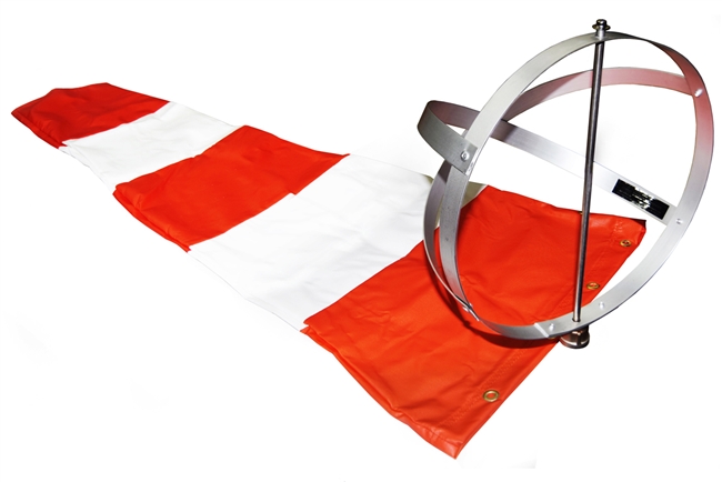 18 inch x 60 inch Orange And White Windsock With Aluminum Windsock Frame