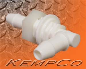 1/4" Hose-Barb Thru-Panel Elbow with Hex Nut - White/Natural Nylon