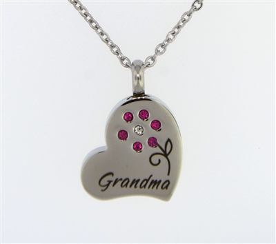 Grandma With Pink Flower On Heart