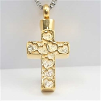 Hearts On Gold Cross