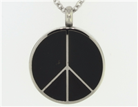 Black And Silver Peace Sign Round