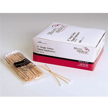 6 inch Non-Sterile Cotton Tipped Applicator - 10 packs of 100