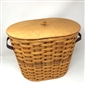 This incredible Amish made Large Knitting Basket with Wood Cover is absolutely stunning. A perfect addition for any home. This deep basket with cover can be used for a variety of purposes.