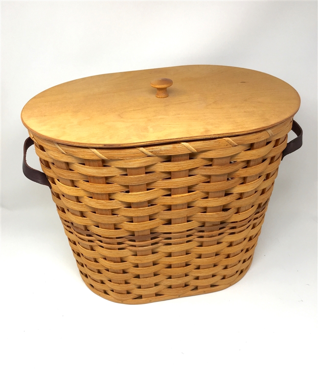 This incredible Amish made Large Knitting Basket with Wood Cover is absolutely stunning. A perfect addition for any home. This deep basket with cover can be used for a variety of purposes.